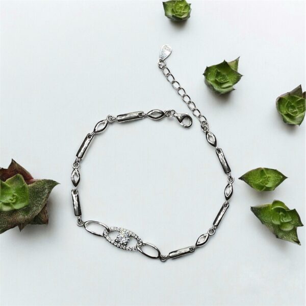 Silver Bracelet With Multiple Zircon Diamonds