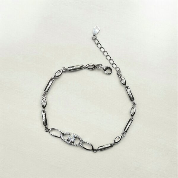Silver Bracelet With Multiple Zircon Diamonds - Image 2