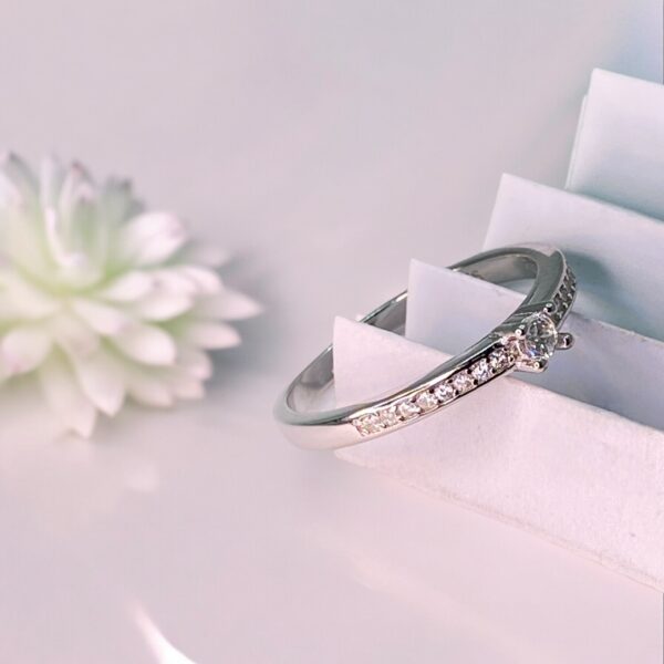 92.5 Sterling Silver With Solitaire Diamond Ring - Image 3