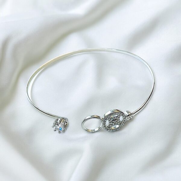 92.5 Sterling Silver Kada With Zirconia diamonds - Image 4