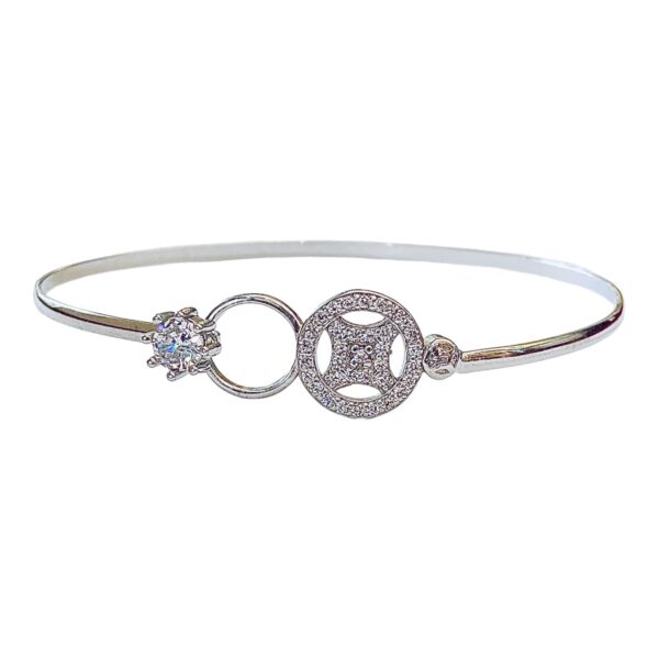 92.5 Sterling Silver Kada With Zirconia diamonds