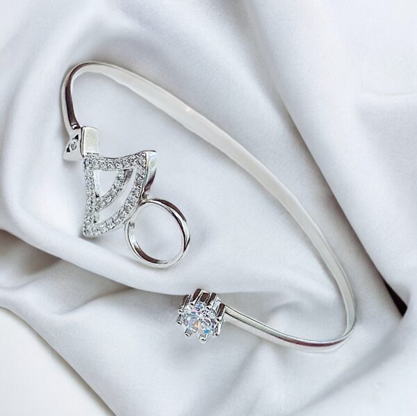 Amazing 92.5 Sterling Silver Kada With Zirconia diamonds - Image 4