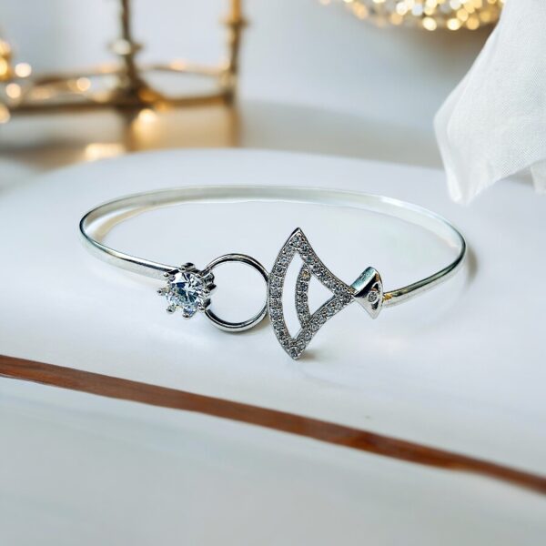 Amazing 92.5 Sterling Silver Kada With Zirconia diamonds - Image 3