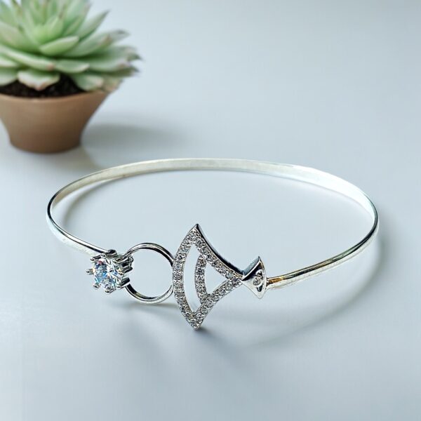 Amazing 92.5 Sterling Silver Kada With Zirconia diamonds