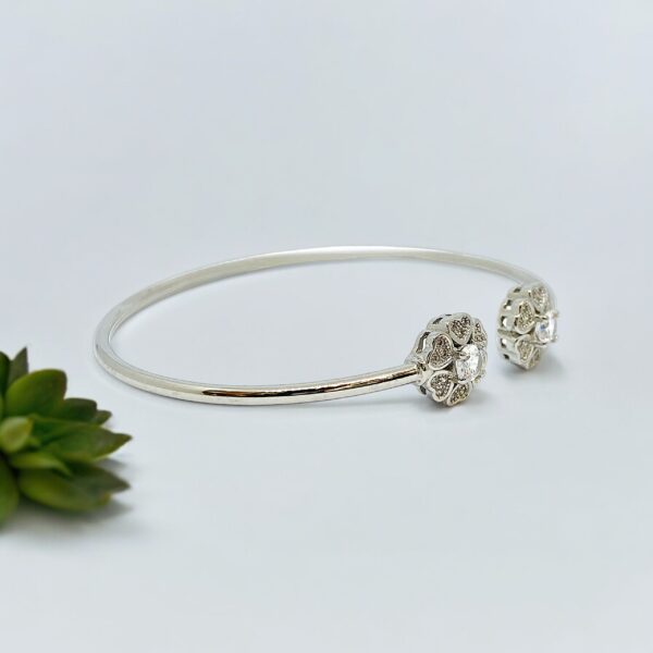 92.5 Sterling Silver Kada With AAA Standard Zirconia Diamond - Image 2
