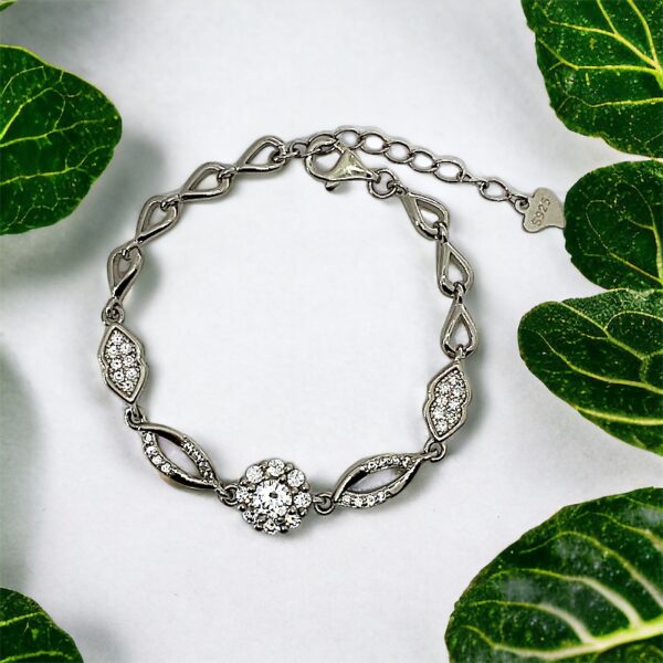 Sparkling Elegance Sterling Silver Diamond Bracelet