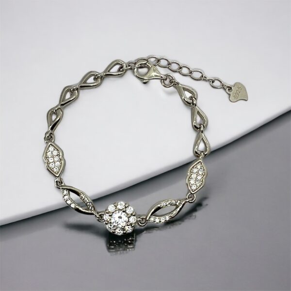 Sparkling Elegance Sterling Silver Diamond Bracelet - Image 2