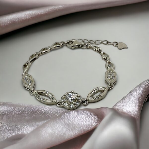Sparkling Elegance Sterling Silver Diamond Bracelet - Image 3