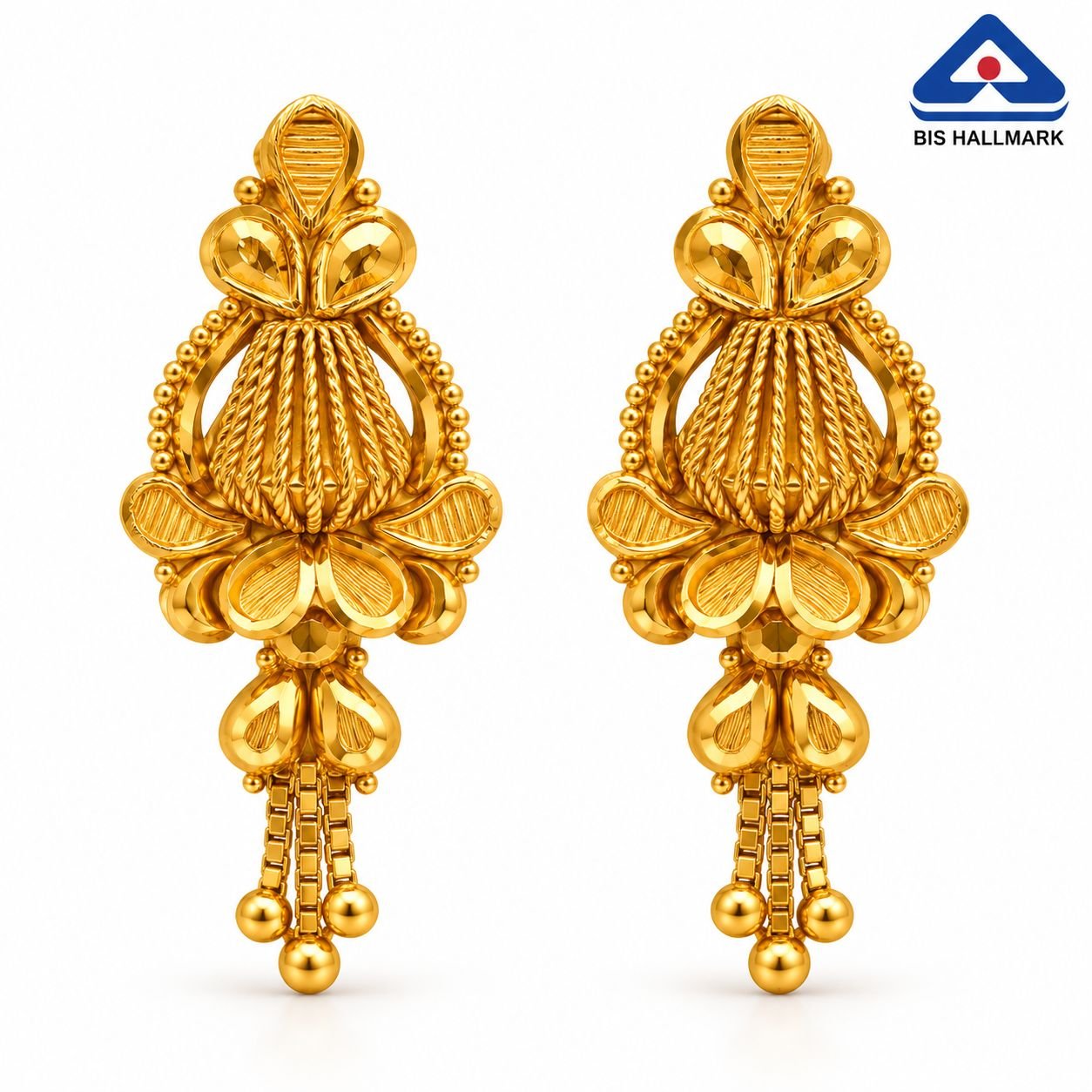 Gold Filigree Earrings with BIS Hallmark