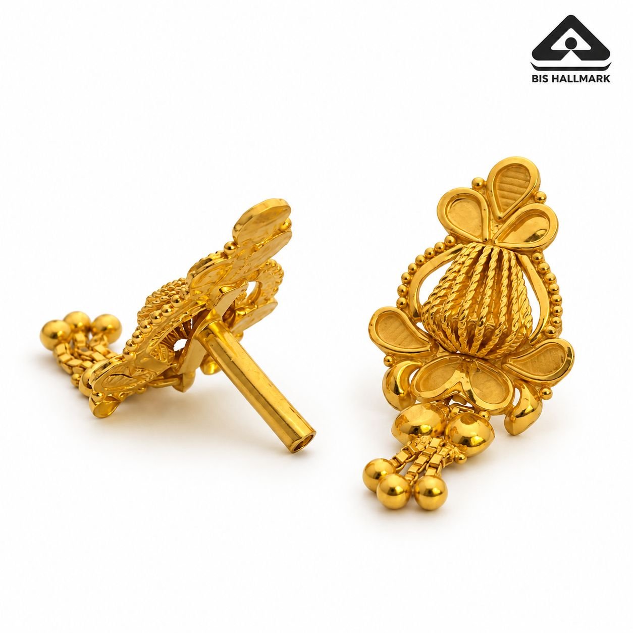 Gold Filigree Earrings with BIS Hallmark
